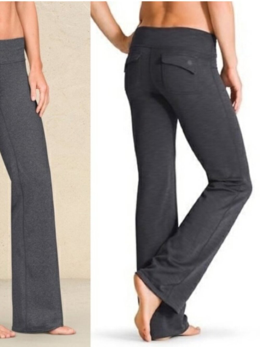 ATHLETA In Fusion Wide Leg Pants Medium Grey Heathered Yoga Lounge Bootcut Flap